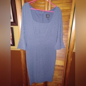 Adrianna Papell Navy Blue Fabric Size 14